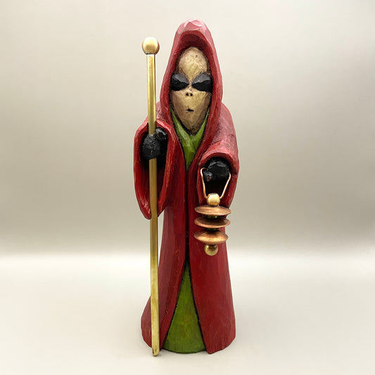 Alien Santa Wood Carving